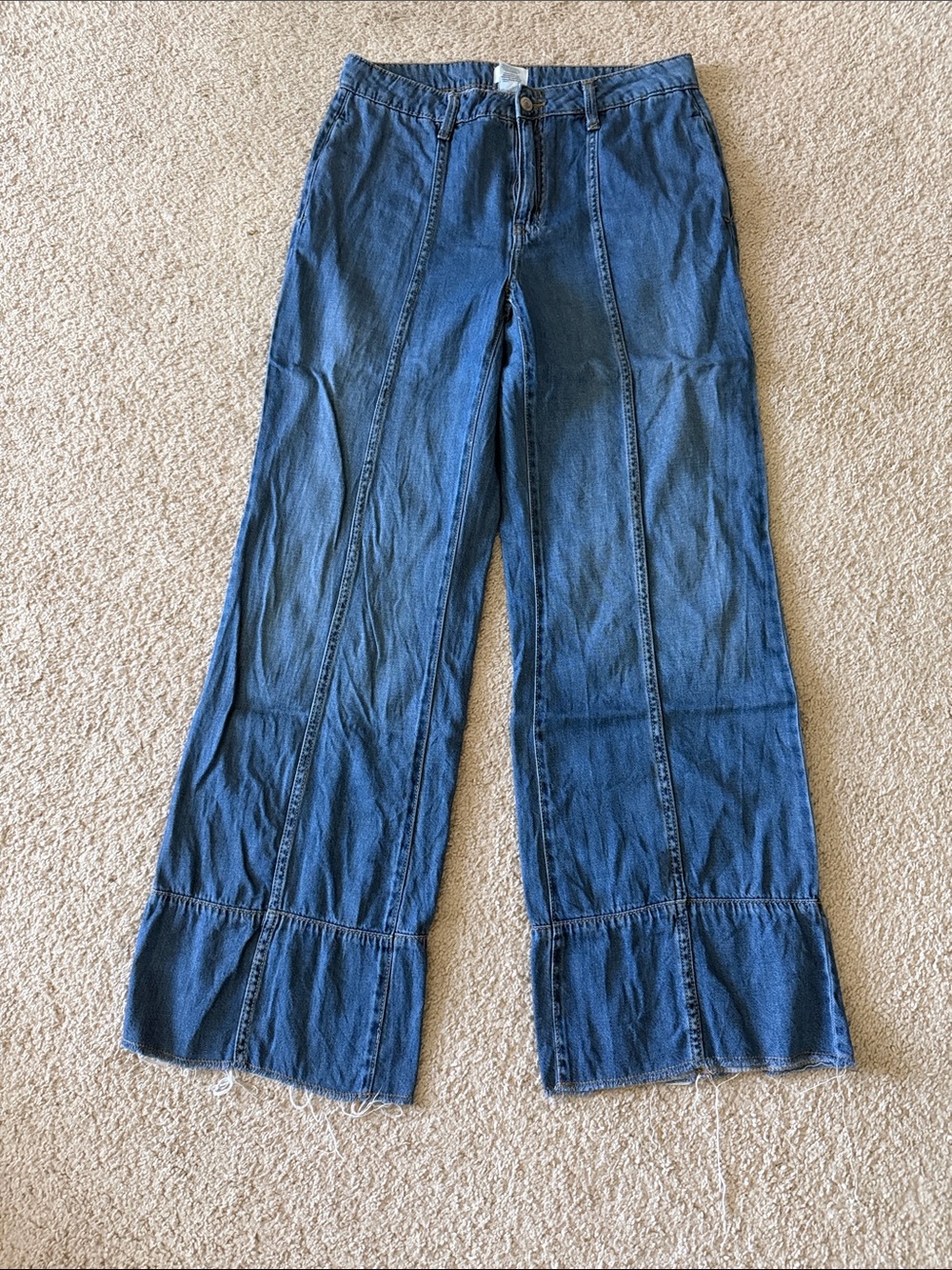 Time and Tru Dark Blue Wide-Leg Jeans with Panel Seams